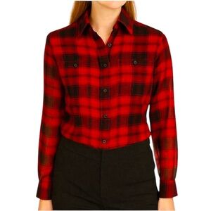 Mulberry Silk Ralph Lauren Polo Red Plaid Sheer Top